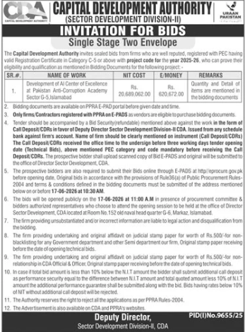 Development of Center of Excellence CDA - Pakistan Design & Innovation Academy