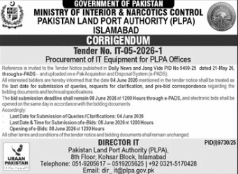 Corrigendum - IT Equipment for PLPA Offices