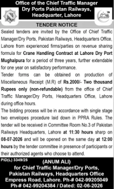 Crane Handling Contract - Lahore Dry Port