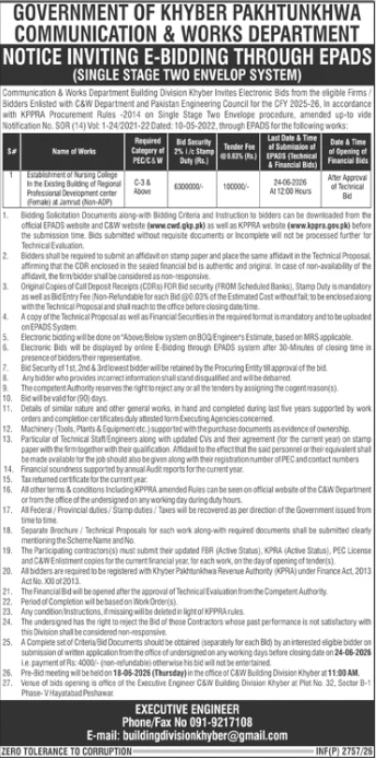Establishment of Nursing College - C&W KPK - Communication & Works Department, Govt of Khyber Pakhtunkhwa