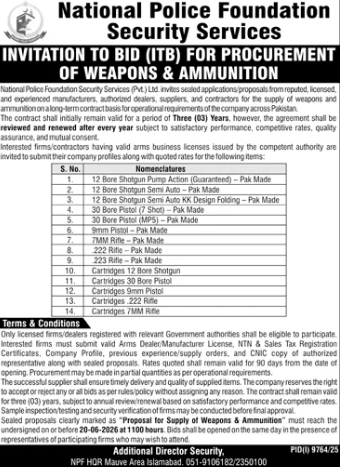 Procurement of Weapons & Ammunition - NPF