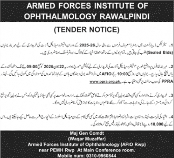 Medical Equipment Procurement - AFIO Rawalpindi 2025-26 - Armed Forces Institute of Ophthalmology (AFIO)