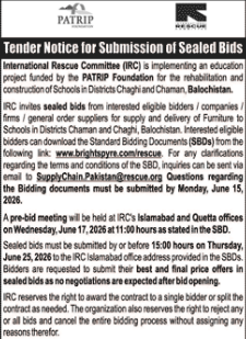 Furniture for Schools - IRC Chaman & Chaghi Balochistan - International Rescue Committee (IRC)