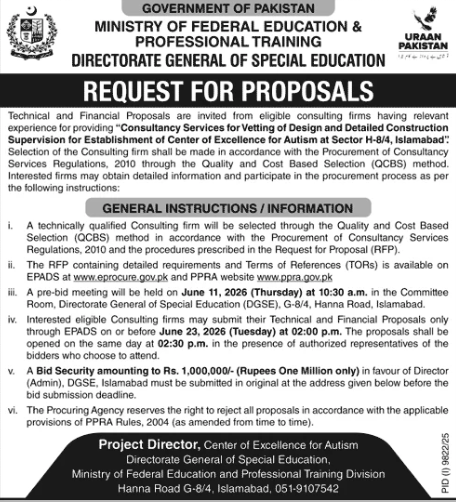 Consultancy for Autism Center Design & Supervision - DGSE Islamabad