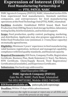 EOI - Feed Manufacturing Partnership at FTU PATCO NARC