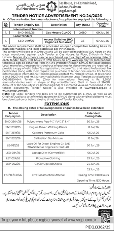 Gas Meters CL400 & Access Switches - SNGPL Lahore