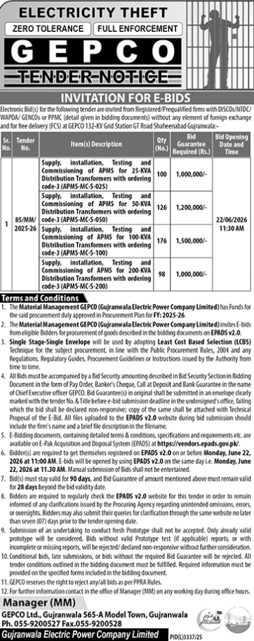 APMS for Distribution Transformers - GEPCO Gujranwala - Gujranwala Electric Power Company (GEPCO)