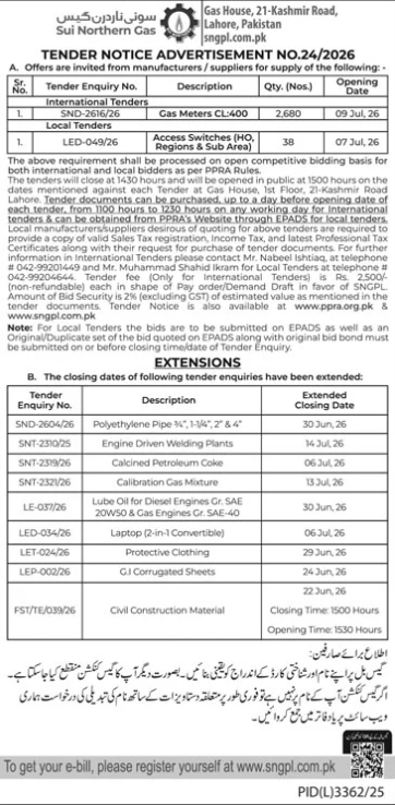 Gas Meters CL-400 & Access Switches - SNGPL Lahore