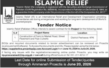 Farm to Market Road, Street Pavement, Pipe Culverts - Islamic Relief Peshawar - Islamic Relief Pakistan