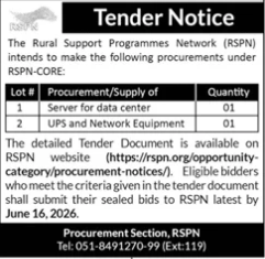 Server & UPS/Network Equipment - RSPN Islamabad - Rural Support Programmes Network (RSPN)