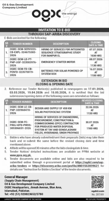 2 Extensions - 450KW Solar PV System & EPC Water Disposal - OGDCL - Oil & Gas Development Company Limited (OGDCL)