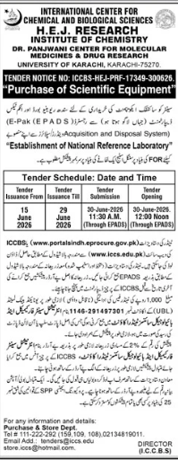 Scientific Equipment - National Reference Laboratory - ICCBS Karachi - International Center for Chemical and Biological Sciences (ICCBS)