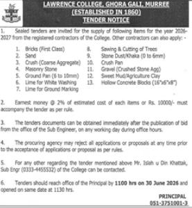 Construction Material & Tree Cutting - Lawrence College Murree - Lawrence College, Ghora Gali, Murree