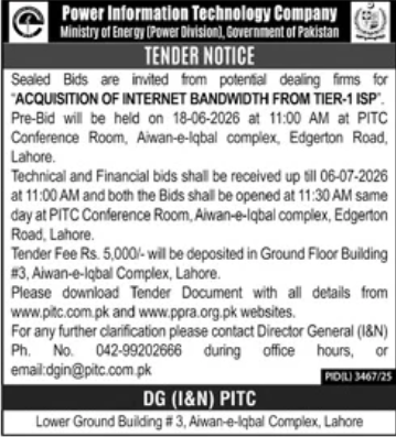 Internet Bandwidth from Tier-1 ISP - PITC Lahore - Power Information Technology Company (PITC)