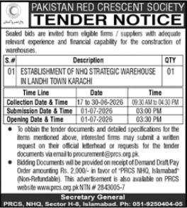 NHQ Strategic Warehouse - Landhi Town Karachi - PRCS - Pakistan Red Crescent Society (PRCS)