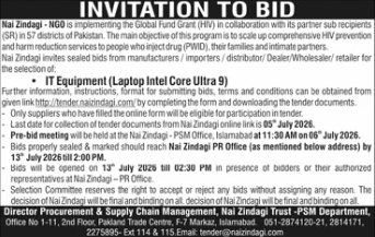 Invitation to Bid - IT Equipment (Laptop Intel Core Ultra 9) - Nai Zindagi - NGO - Nai Zindagi - NGO