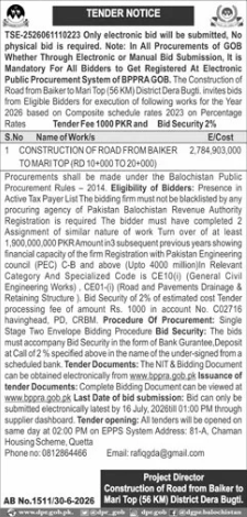 Construction of Road from Baker to Mar Toomar